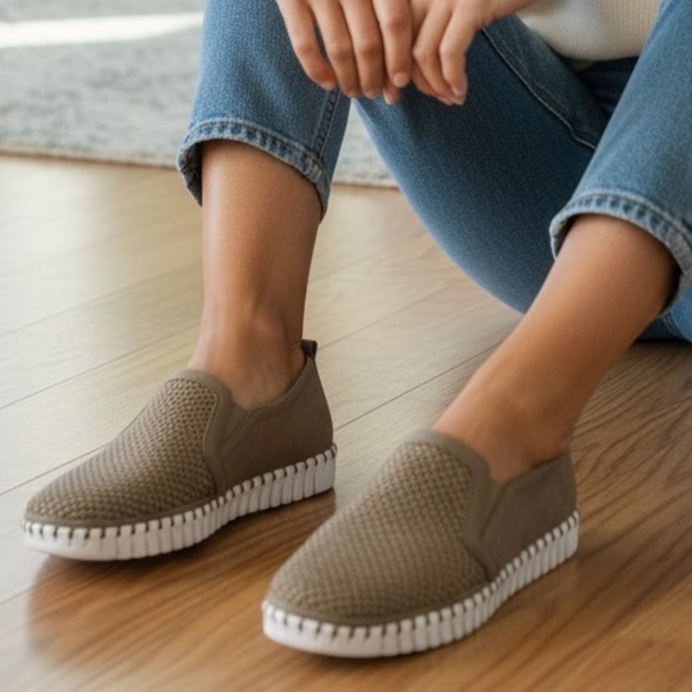 Ilse Jacobsen Tulip 139 Brown Laser Cut Slip On Sneakers Womens EU 41 US 10.5-11